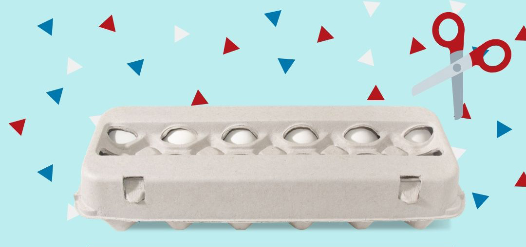 cutting egg carton with sissors