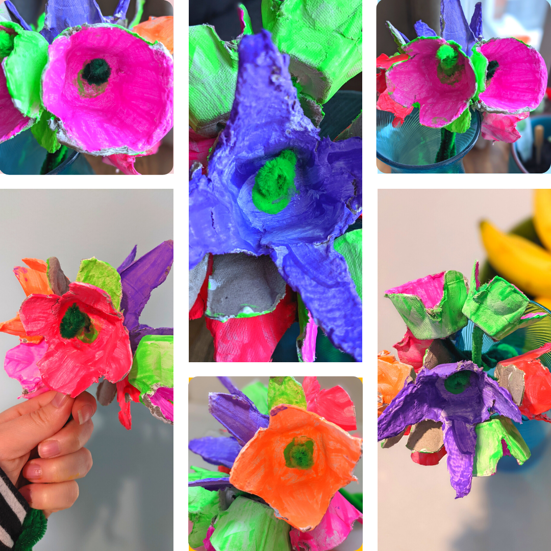 egg carton flowers